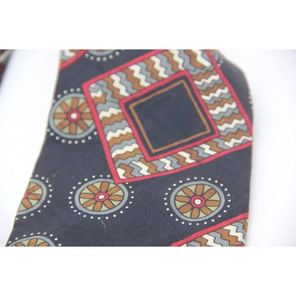 Oscar De La Renta Couture Collection Abstract Multicolor Geometric Tie USA Silk